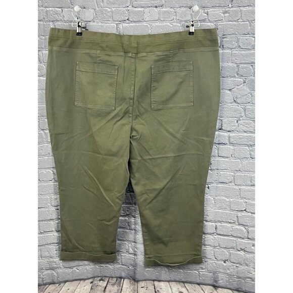 NYDJ Drawstring Cargo Pants Plus Size 28W Stretch   Moss Green Rolled Cuff - Picture 3 of 13
